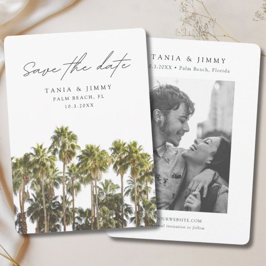 Palm Beach Bruiloft Florida Save the Date Kaart
