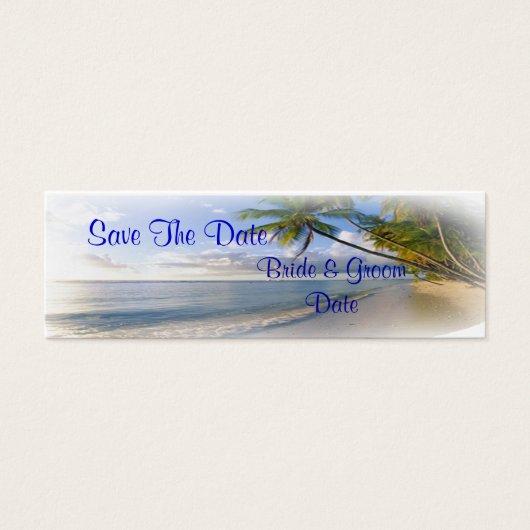 Palm Beach Bruiloft Thema Bewaar de Date Cards Mini Visitekaartjes (Voorkant)