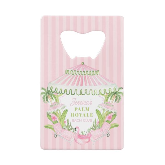 Palm Beach Cabana Bach Club | Bachelorette  Creditkaart Flessenopener (Voorkant)