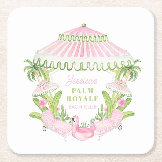 Palm Beach Cabana Bach Club | Bachelorette  Kartonnen Onderzetters (Voorkant)