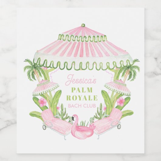 Palm Beach Cabana Bach Club | Bachelorette Wijn Etiket (Enkel label)