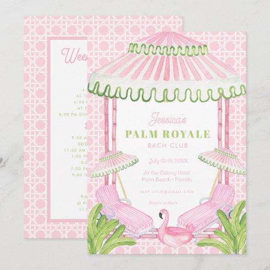 Palm Beach Cabana Bachelorette Weekend w Itinerary Kaart (Voorkant / Achterkant)