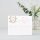 Palm Beach Cabana Crest Monogram Receptkaart (Staand voorkant)