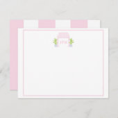 Palm Beach Cabana Monogram Flat Card Bedankkaart (Voorkant / Achterkant)