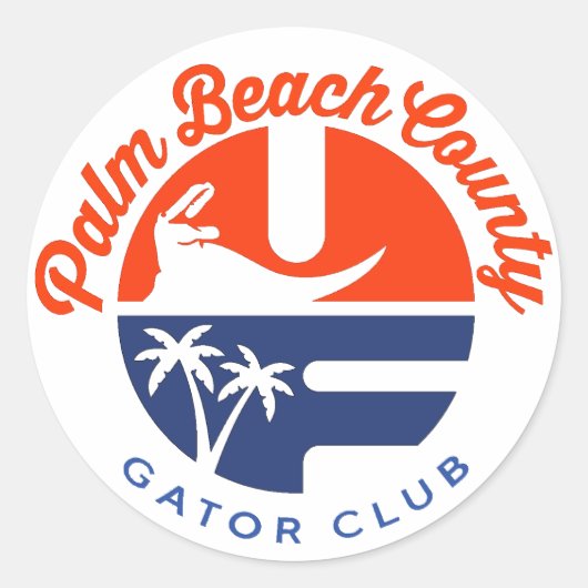 Palm Beach County Gator Club® ronde sticker (Voorkant)