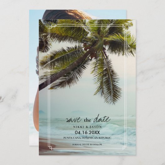 Palm Beach Destination Wedding Save the Date (Voorkant / Achterkant)