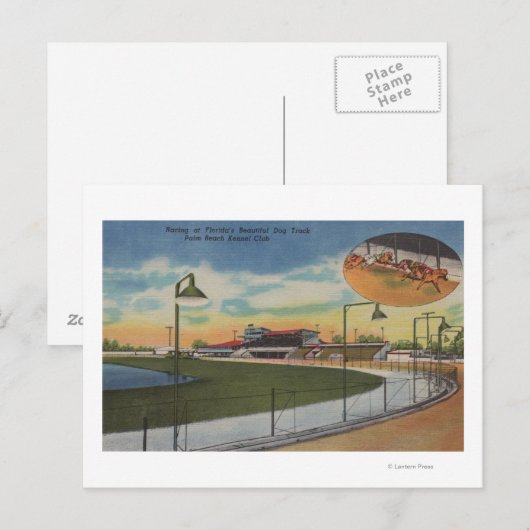 Palm Beach, FL - Kennel Club, Dog Racing Track Briefkaart (Voorkant / Achterkant)