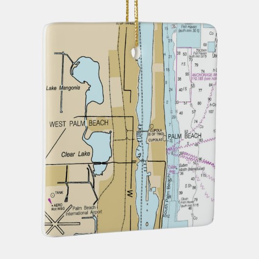 Palm Beach Florida Nautical Chart Keramisch Ornament (Rechts)