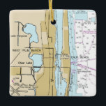 Palm Beach Florida Nautical Chart Keramisch Ornament<br><div class="desc">Palm Beach en West Palm Beach Florida kerstversiering gemaakt met een NAA-nautische kaart.</div>