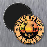 Palm Beach Florida Palm Beach Vintage Travel Magneet<br><div class="desc">Palm Beach Florida Design. Zonneontwerp met je favoriete strand en zee van Florida,  geschikt voor de Amerikaanse strandliefhebbers,  vooral die van Palm Beach houden.</div>