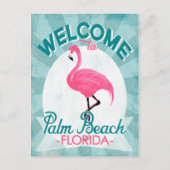 Palm Beach Florida Pink Flamingo - Retro T Briefkaart (Voorkant)