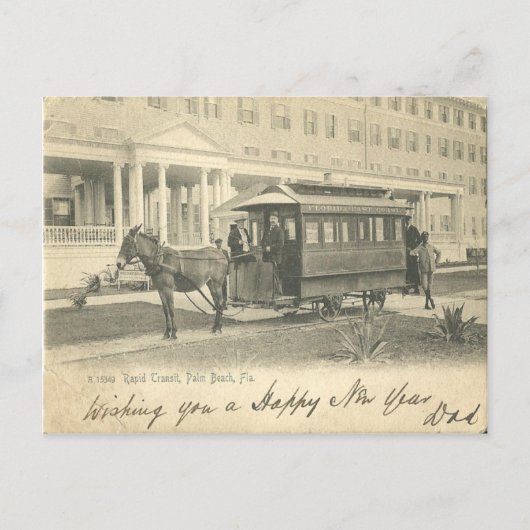 Palm Beach, FLorida Resort en donkey trolly 1908 Briefkaart (Voorkant)