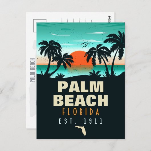 Palm Beach Florida Retro Sunset Souvenirs 60s Briefkaart (Voorkant / Achterkant)