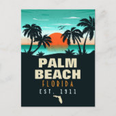Palm Beach Florida Retro Sunset Souvenirs 60s Briefkaart (Voorkant)