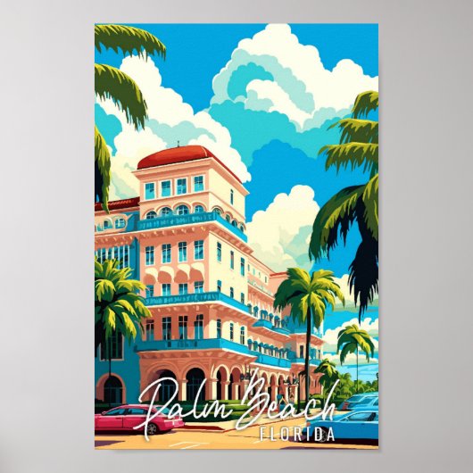 Palm Beach Florida USA vintage reisillustratie Poster (Voorkant)