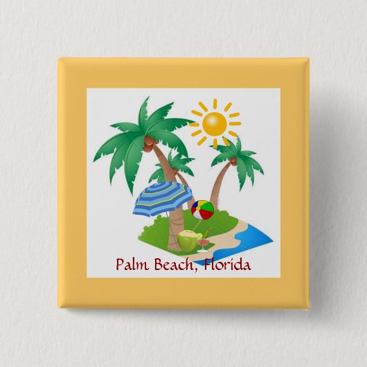 Palm Beach, Florida Vierkante Button 5,1 Cm (Voorkant)