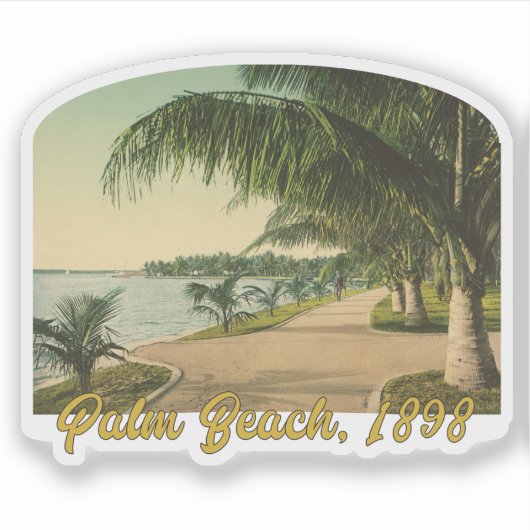 Palm Beach, Florida Vintage Scene uit 1898 Sticker (Voorkant)
