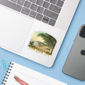 Palm Beach, Florida Vintage Scene uit 1898 Sticker (Laptop met iPhone)