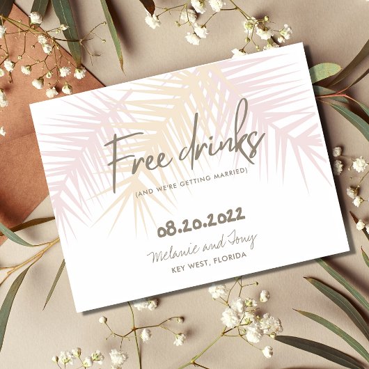 Palm Beach Free Drink Wedding Save the Date Aankondigingskaart