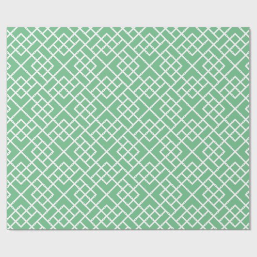 Palm Beach Green Geometric Bamboo Lattice Patroon Cadeaupapier (Vlak)