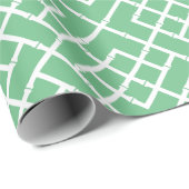 Palm Beach Green Geometric Bamboo Lattice Patroon Cadeaupapier (Rol Hoek)
