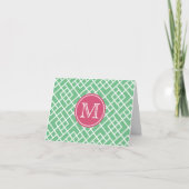 Palm Beach Green & Roze Geometric Bamboo Monogram Notitiekaartje (Voorkant)