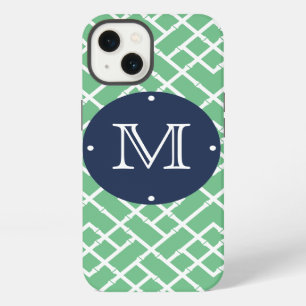 Palm Beach Groene Geometrische Bamboe Patroon Mono iPhone 13 Hoesje