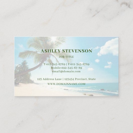 Palm Beach House Rental Travel Agent Spa Boutique Visitekaartje (Achterkant)