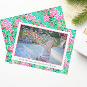 Palm Beach Kerst Roze Groen Gingerbread Foto Feestdagenkaart