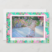 Palm Beach Kerst Roze Groen Gingerbread Foto Feestdagenkaart (Voorkant)