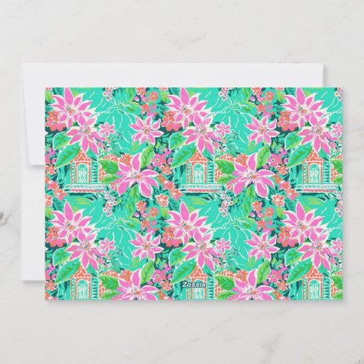 Palm Beach Kerst Roze Groen Gingerbread Foto Feestdagenkaart (Achterkant)