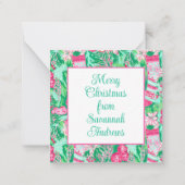 Palm Beach Kerst Roze Groen Kous Enclosure Notitiekaartje (Voorkant)
