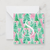 Palm Beach Kerst Roze & Groene Bomen Enclosure Notitiekaartje (Achterkant)