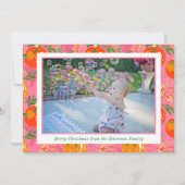 Palm Beach Kerst Roze & Oranje Ornamenten Foto Feestdagenkaart (Voorkant)