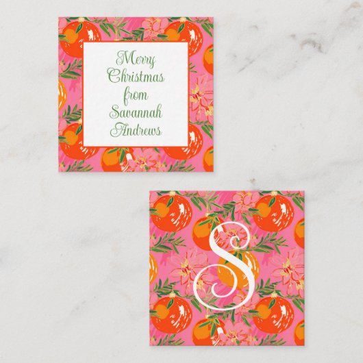 Palm Beach Kerst Roze Ornamenten Gift Enclosure Notitiekaartje (Voorkant / Achterkant)