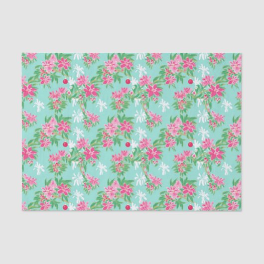 Palm Beach Kerst Waterverf Bloemen Ornamenten Tissuepapier (Voorkant)