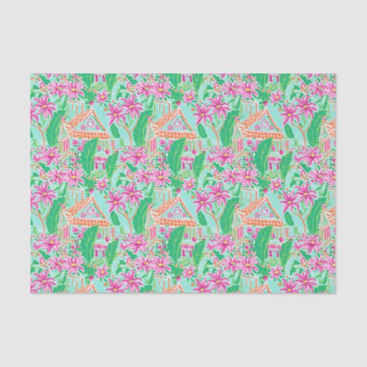 Palm Beach Kerst Waterverf Gingerbread House Tissuepapier (Voorkant)