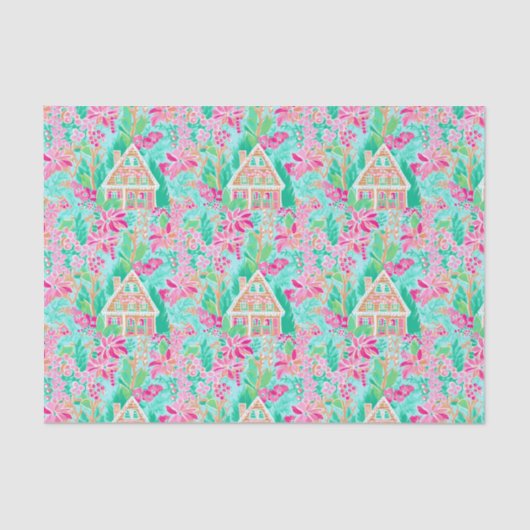 Palm Beach Kerst Waterverf Gingerbread House Tissuepapier (Voorkant)