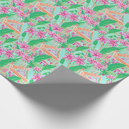 Palm Beach Kerst Waterverf Gingerbread Huizen Cadeaupapier (Hoek)