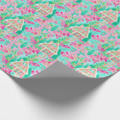 Palm Beach Kerst Waterverf Gingerbread Huizen Cadeaupapier (Hoek)