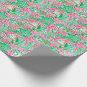 Palm Beach Kerst Waterverf Gingerbread Huizen Cadeaupapier (Hoek)