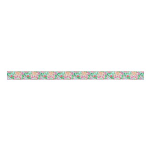 Palm Beach Kerst Waterverf Gingerbread Huizen Grosgrain Lint (Voorkant)