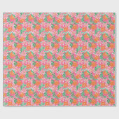 Palm Beach Kerst Waterverf Oranje Ornamenten Cadeaupapier (Vlak)