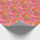 Palm Beach Kerst Waterverf Oranje Ornamenten Cadeaupapier (Hoek)