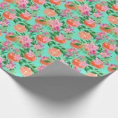 Palm Beach Kerst Waterverf Oranje Ornamenten Cadeaupapier (Hoek)