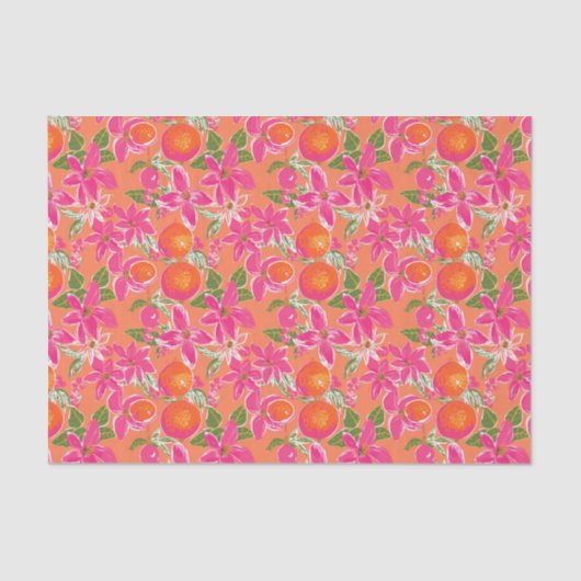 Palm Beach Kerst Waterverf Oranje Ornamenten Tissuepapier (Voorkant)