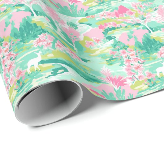 Palm Beach Kerst Waterverf Rendieren Cadeaupapier (Rol Hoek)