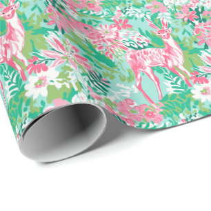 Palm Beach Kerst Waterverf Rendieren Cadeaupapier