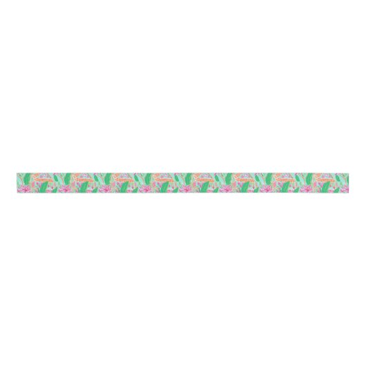 Palm Beach Kerst Waterverf Roze Gingerbread Grosgrain Lint (Voorkant)