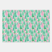 Palm Beach Kerst Waterverf Roze & Groen Inpakpapier Vel (Voorkant 3)
